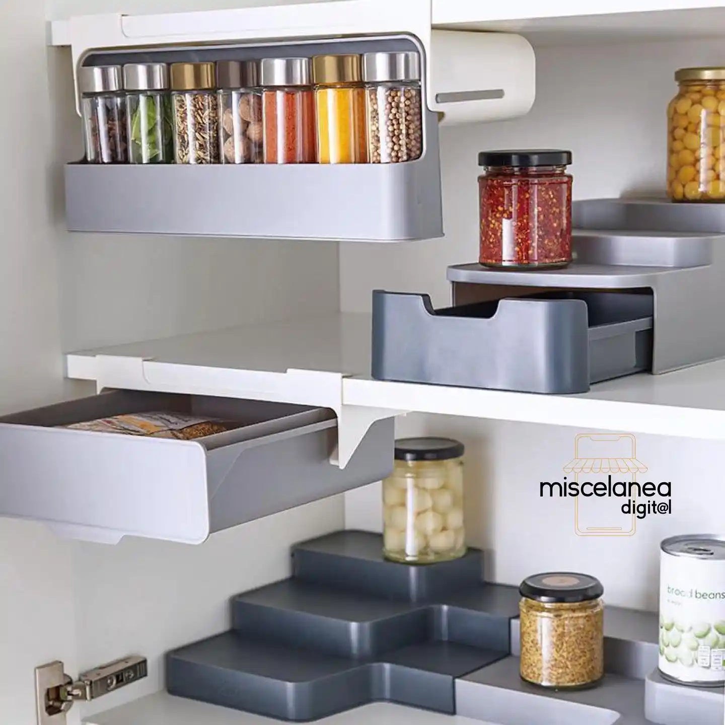 ORGANIZADOR DE ESPECIAS PARA ESTANTE DE COCINA CON 6 RECIPIENTES